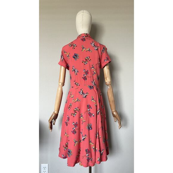 Emily And Fin Roller Skate Dress Sz S Skating Coral Orange Retro Pockets RARE! - Picture 8 of 15